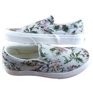 Vans Women's Tapestry Floral Slip-On Sneakers - White and Green